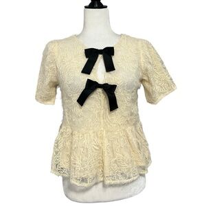 🆕 JOIE Lace Bow Peplum Top